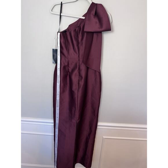 Alfred Sung D861 Bow One Shoulder Column Gown Cabernet Red 2 NWT $269 - Picture 14 of 16